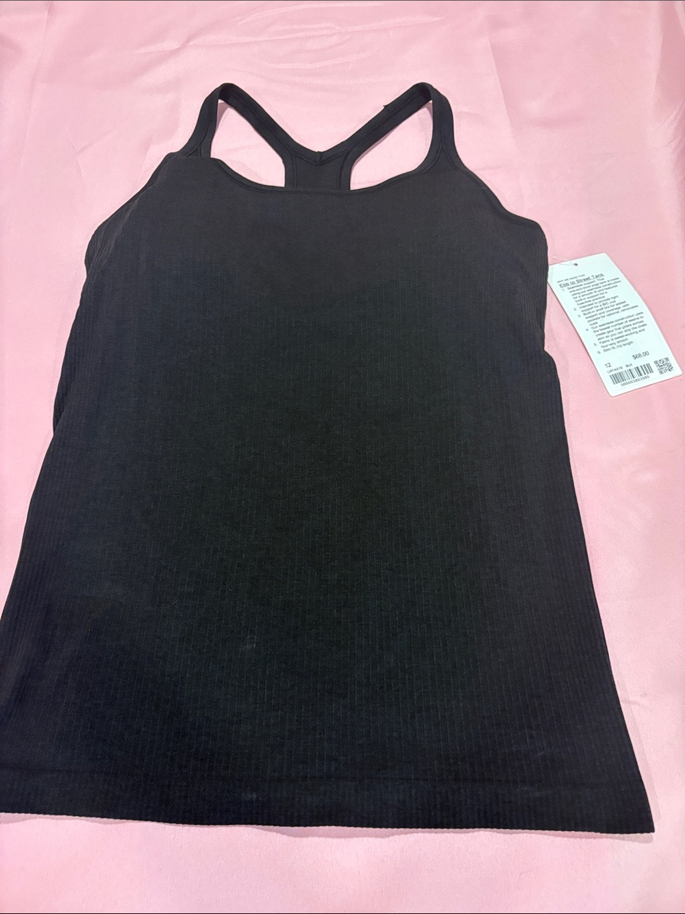Lululemon Ebb to Street Tank Black Size 12 Built In Bra Yoga Workout NWT